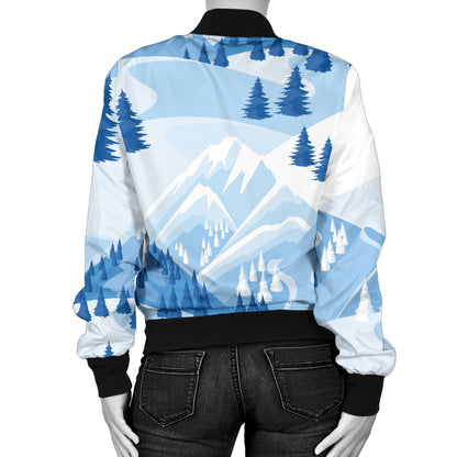 Mountain Pattern Print Design 03 Women's Bomber Jacket
