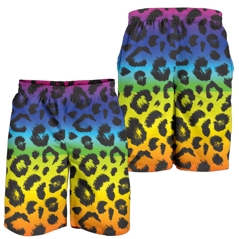 Rainbow Leopard Pattern Print Design A01 Mens Shorts