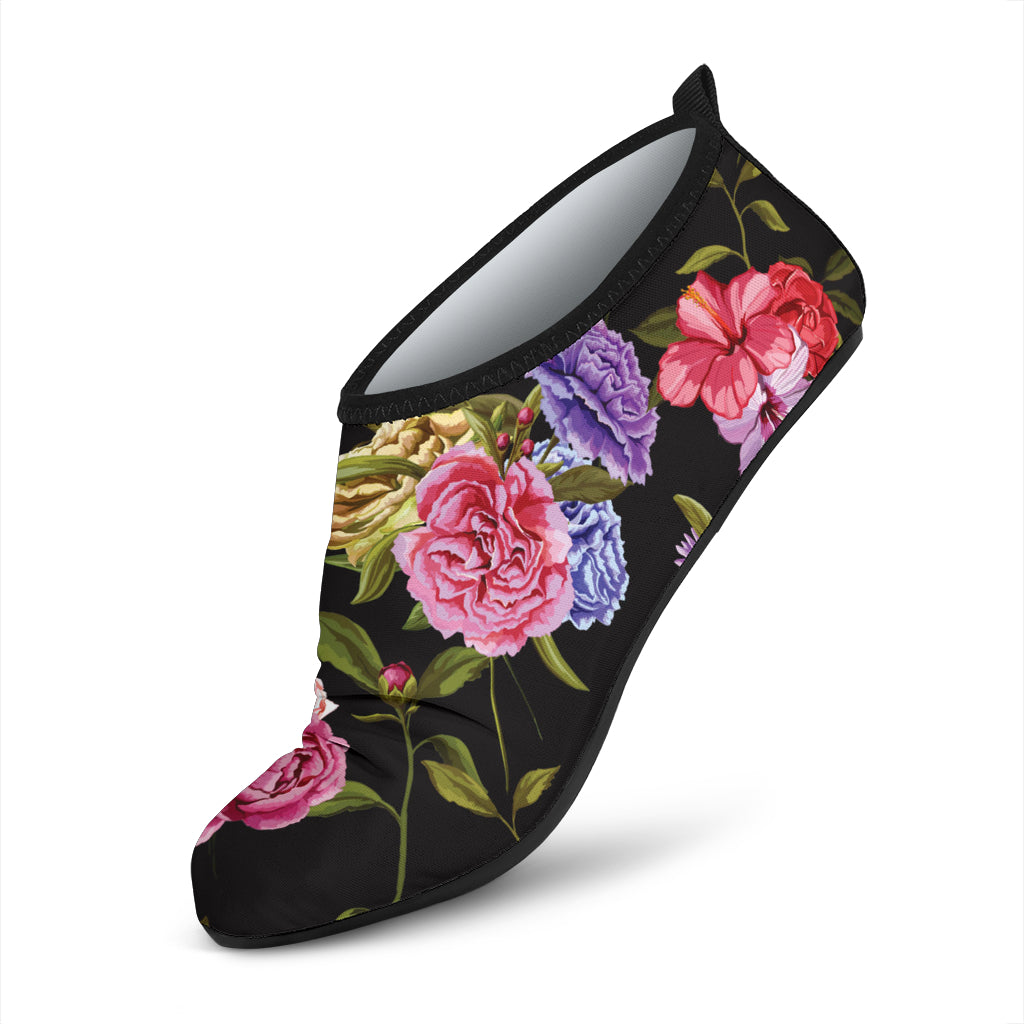 Carnations Pattern Print Design CN05 Aqua Water Shoes