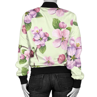 Apple blossom Pattern Print Design AB05 Women Bomber Jacket