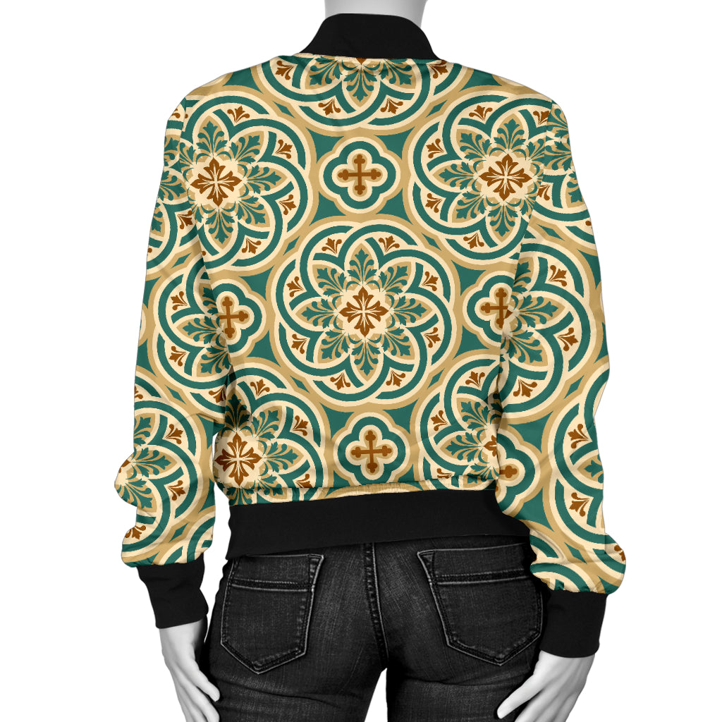 Cross Pattern Print Design 01 Women's Bomber Jacket