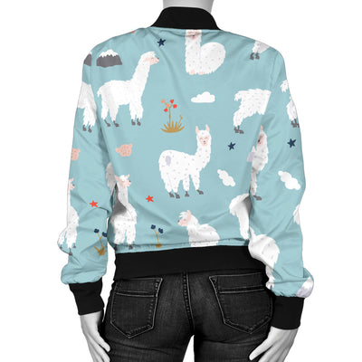 Alpaca Pattern Print Design 02 Women's Bomber Jacket