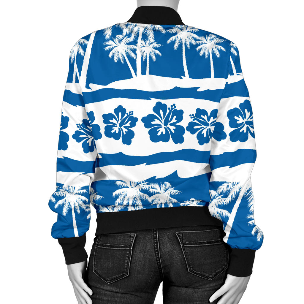 Hawaiian Themed Pattern Print Design H021 Women Bomber Jacket