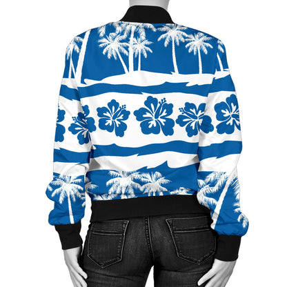 Hawaiian Themed Pattern Print Design H021 Women Bomber Jacket