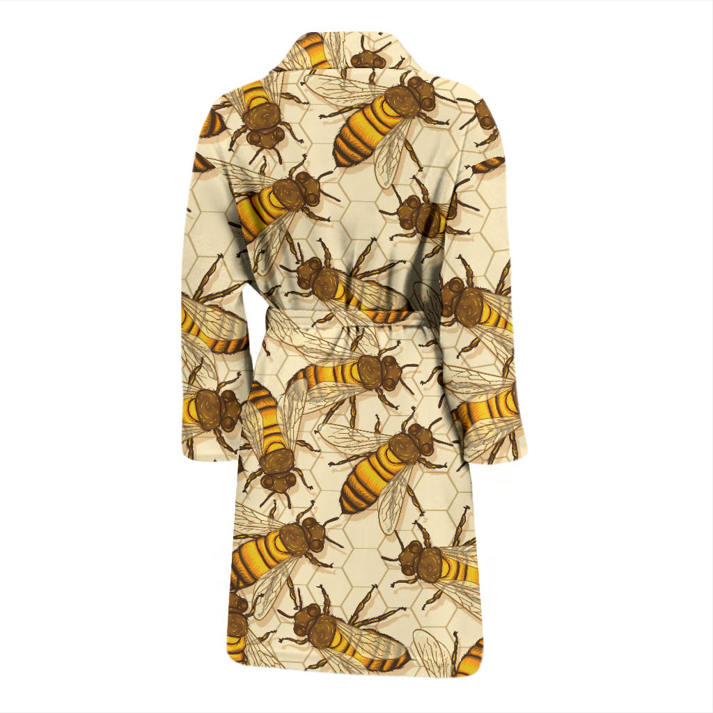 Bee Pattern Print Design BEE05 Men Bathrobe