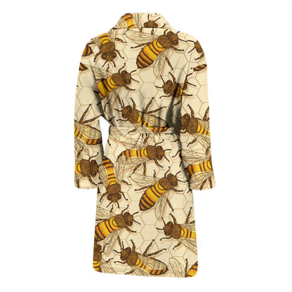 Bee Pattern Print Design BEE05 Men Bathrobe