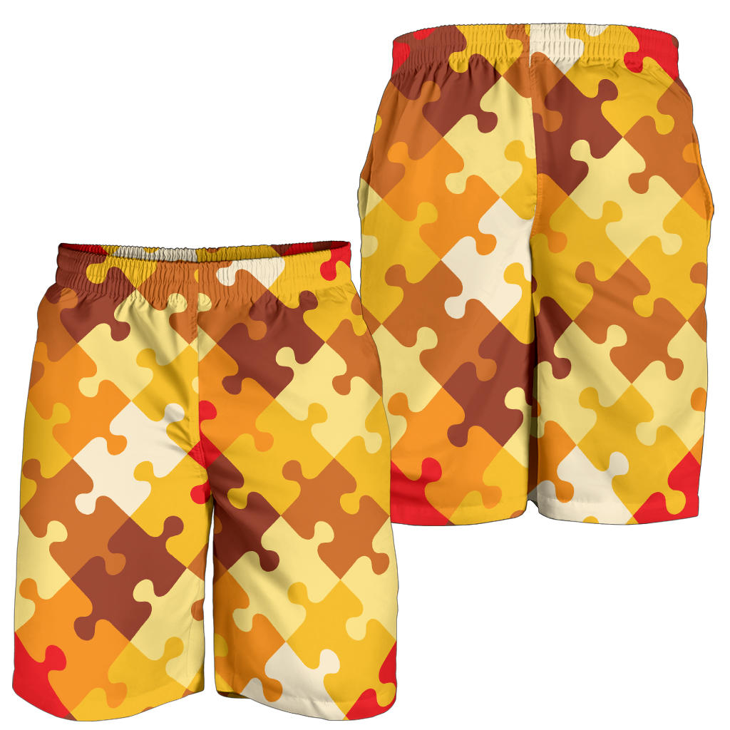 Puzzle Pattern Print Design A01 Mens Shorts