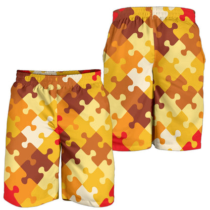 Puzzle Pattern Print Design A01 Mens Shorts