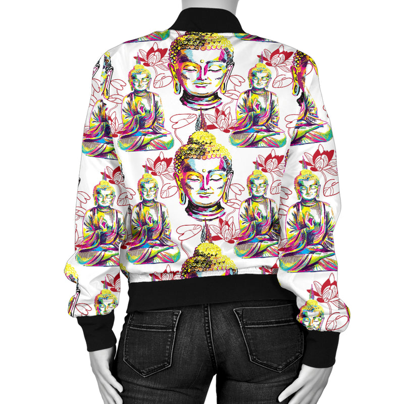 Buddha Pattern Print Design 06 Women's Bomber Jacket