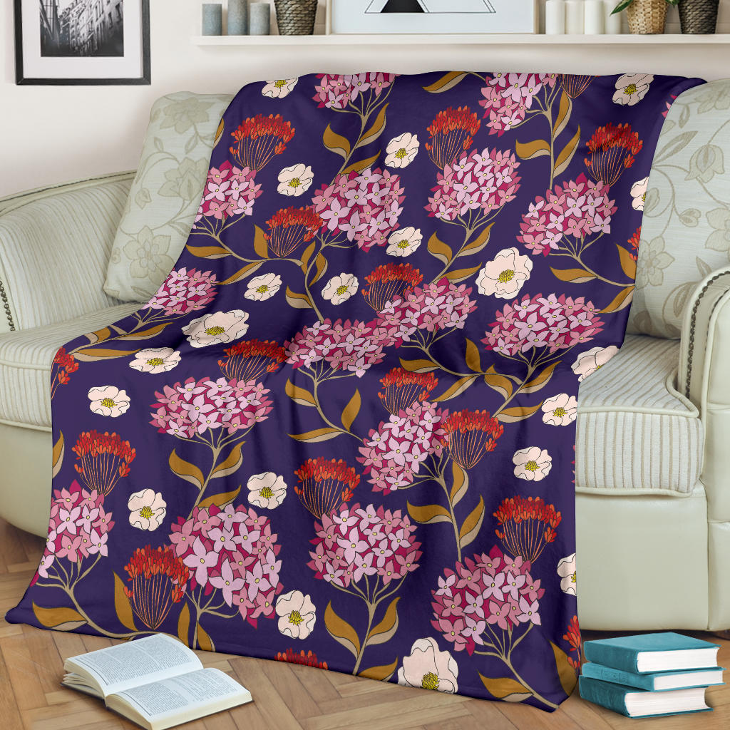 Hydrangea Pattern Print Design HD010 Fleece Blanket