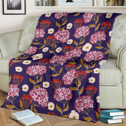Hydrangea Pattern Print Design HD010 Fleece Blanket