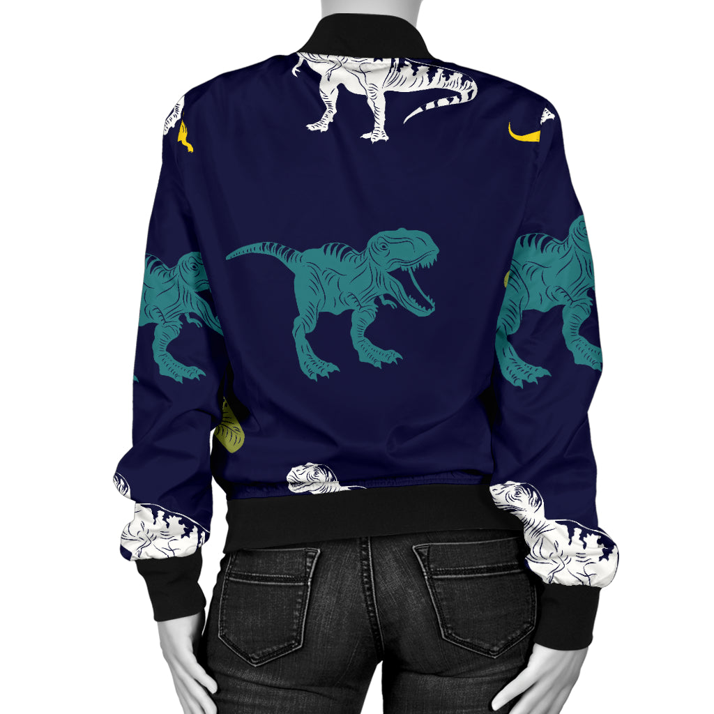 T Rex Pattern Print Design A07 Women's Bomber Jacket