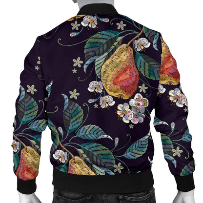 Pear Pattern Print Design PE02 Men Bomber Jacket