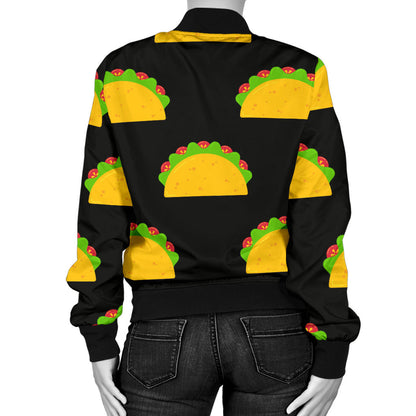 Taco Pattern Print Design TC06 Women Bomber Jacket