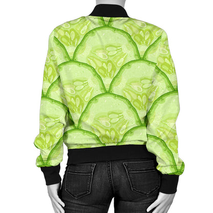 Cucumber Pattern Print Design CC04 Women Bomber Jacket