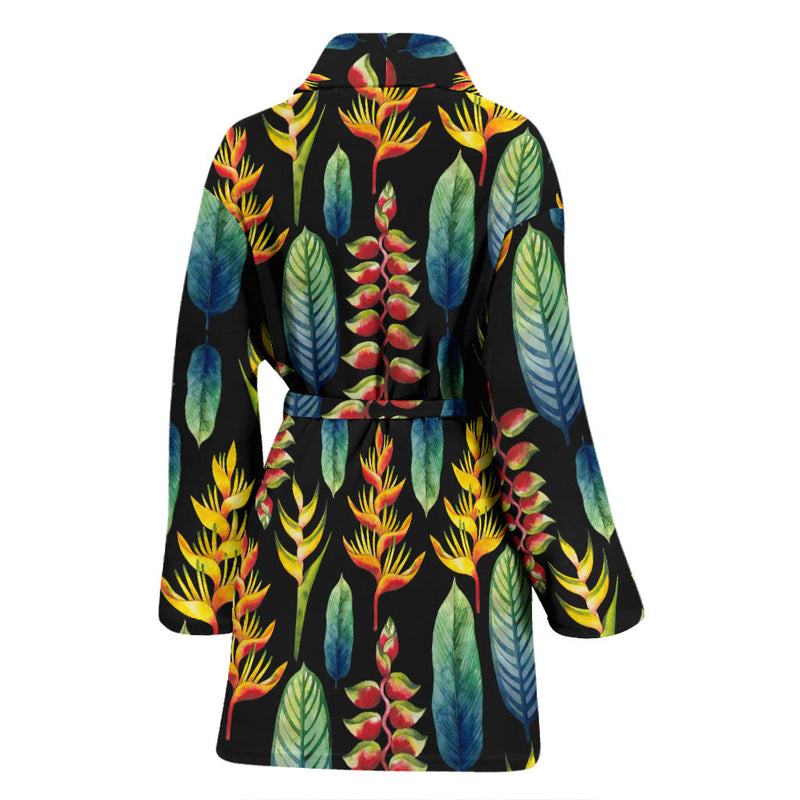 Heliconia Pattern Print Design HL03 Women Bathrobe