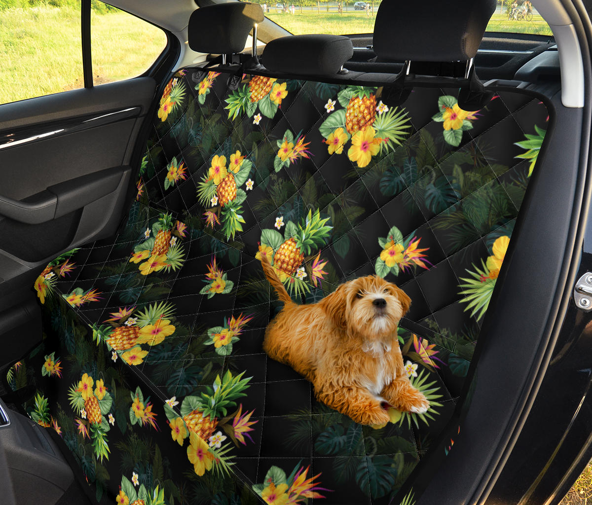 Pineapple Tropical Flower Print Pattern Rear Dog  Seat Cover