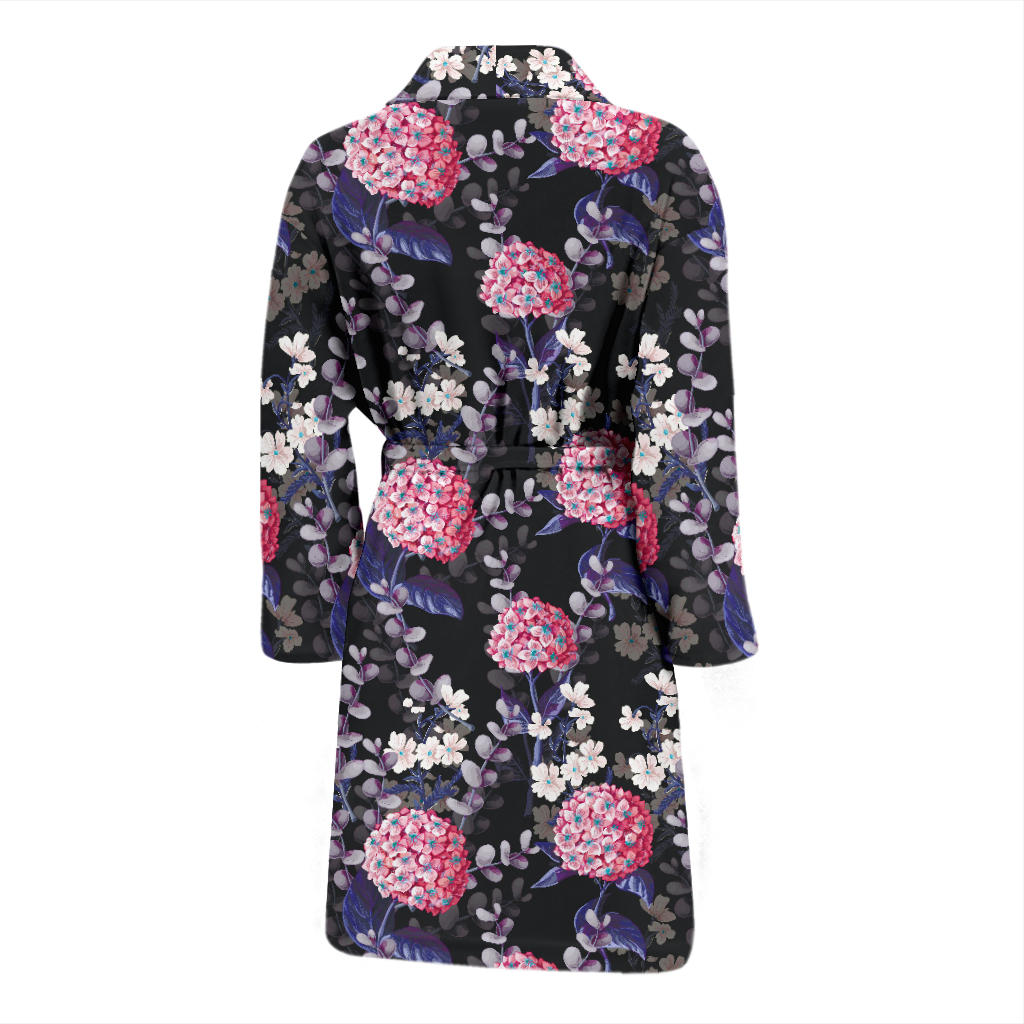 Hydrangea Pattern Print Design HD04 Men Bathrobe
