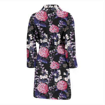 Hydrangea Pattern Print Design HD04 Men Bathrobe