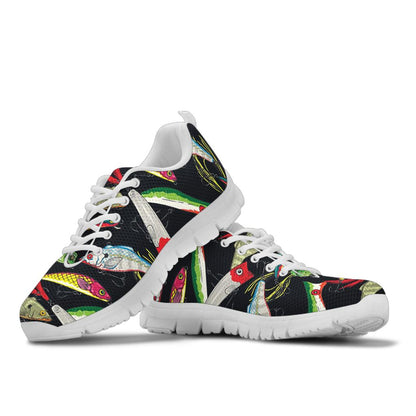Fishing Bait Print Sneakers White Bottom Shoes