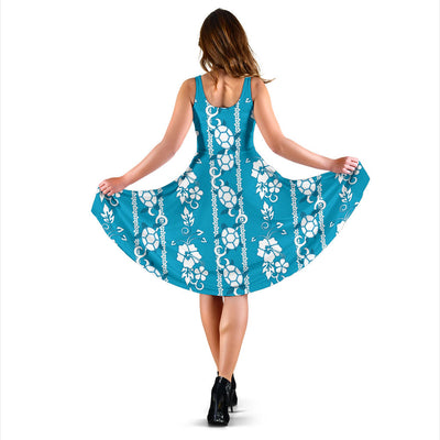 Hawaiian Themed Pattern Print Design H025 Midi Dress