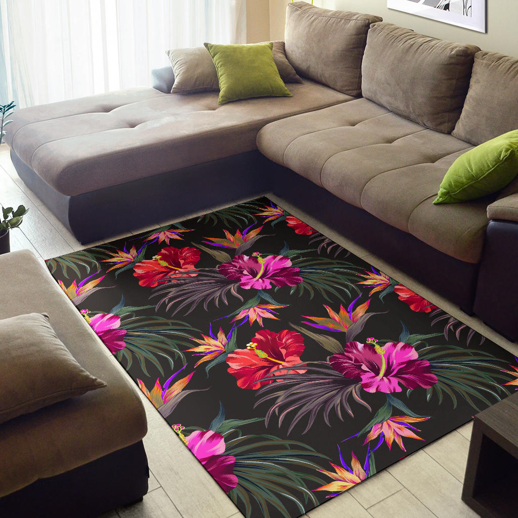 Hibiscus Pattern Print Design HB014 Area Rugs
