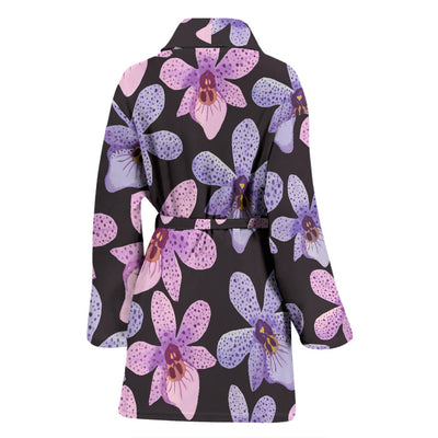 Orchid Pattern Print Design OR08 Women Bathrobe