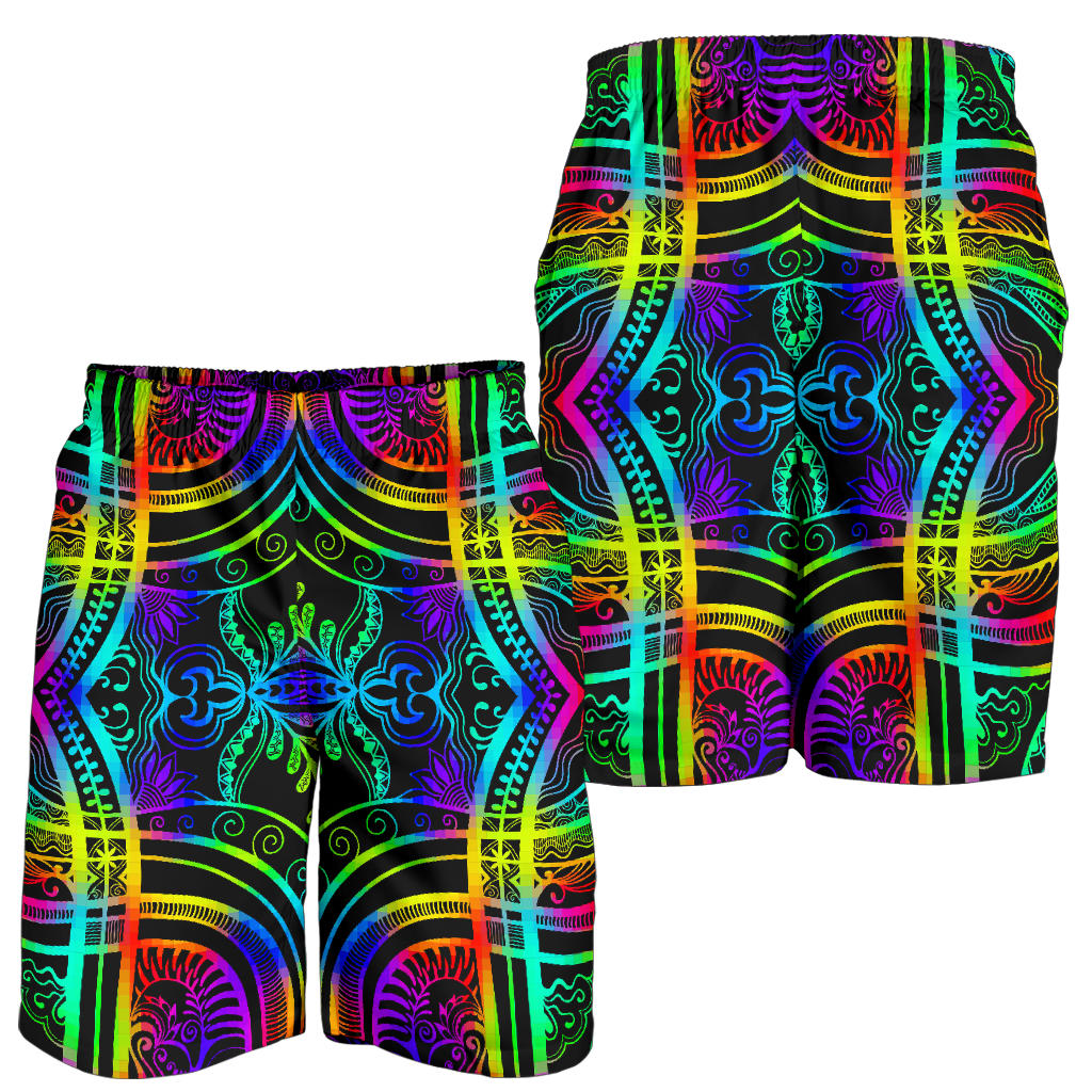 Neon Trible Rainbow Pattern Print Design A01 Mens Shorts