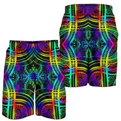 Neon Trible Rainbow Pattern Print Design A01 Mens Shorts