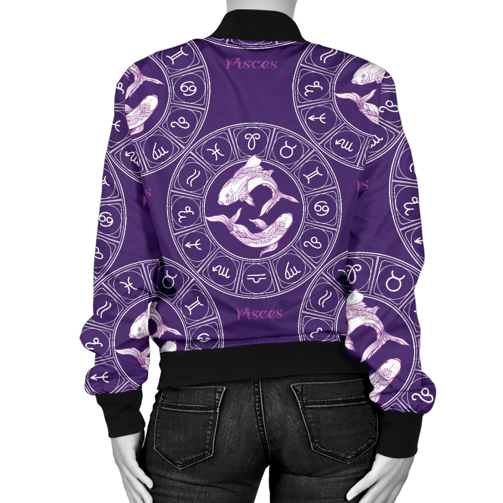 Pisces Pattern Print Design A02 Women's Bomber Jacket