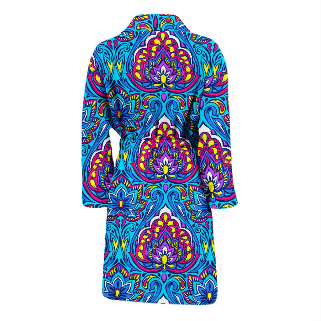Lotus Boho Pattern Print Design LO010 Men Bathrobe