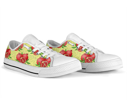 Pomegranate Pattern Print Design PG07 White Bottom Low Top Shoes