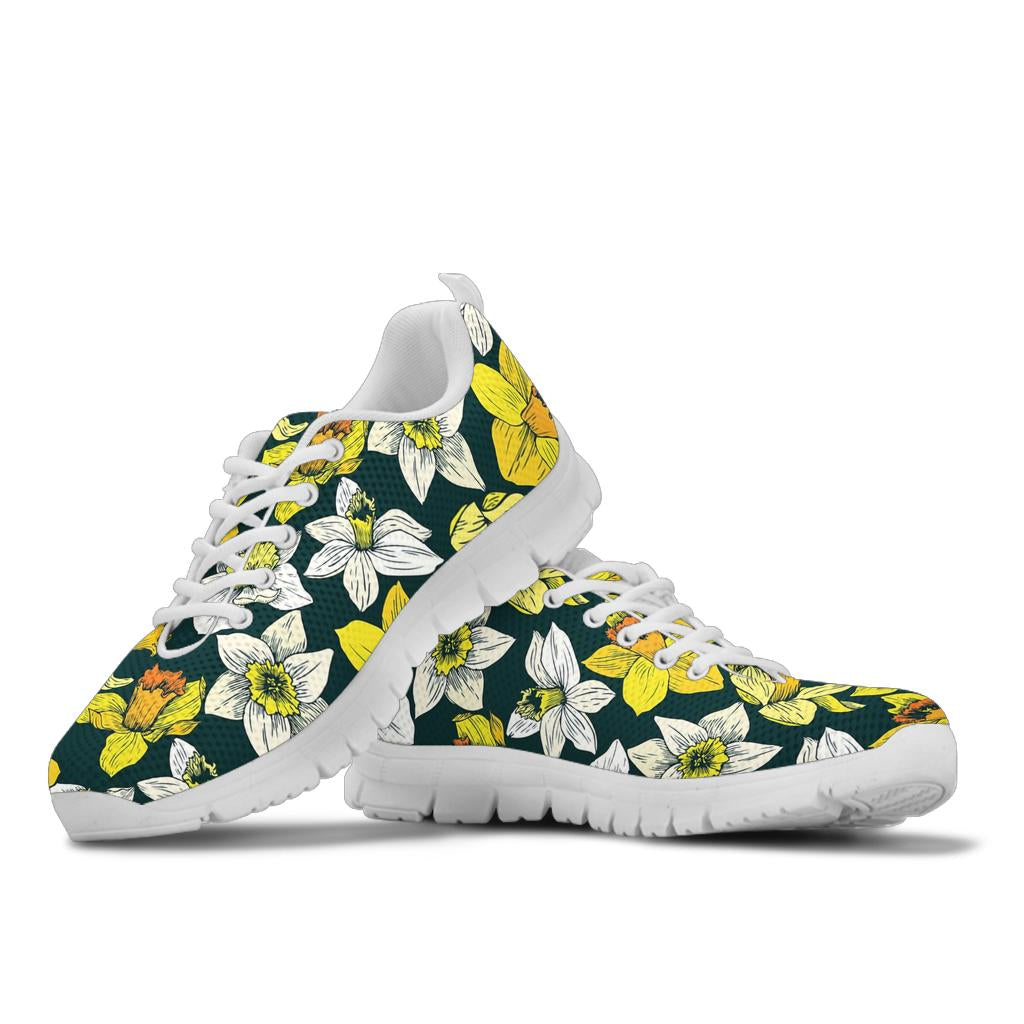 Daffodils Pattern Print Design DF02 Sneakers White Bottom Shoes
