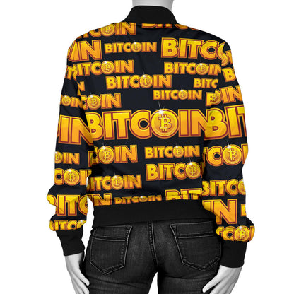 Bitcoin Pattern Print Design DO03 Women Bomber Jacket