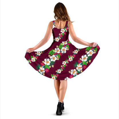 Hawaiian Themed Pattern Print Design H06 Midi Dress