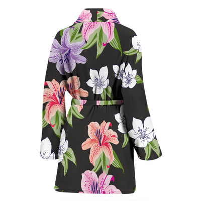 Lily Pattern Print Design LY02 Women Bathrobe