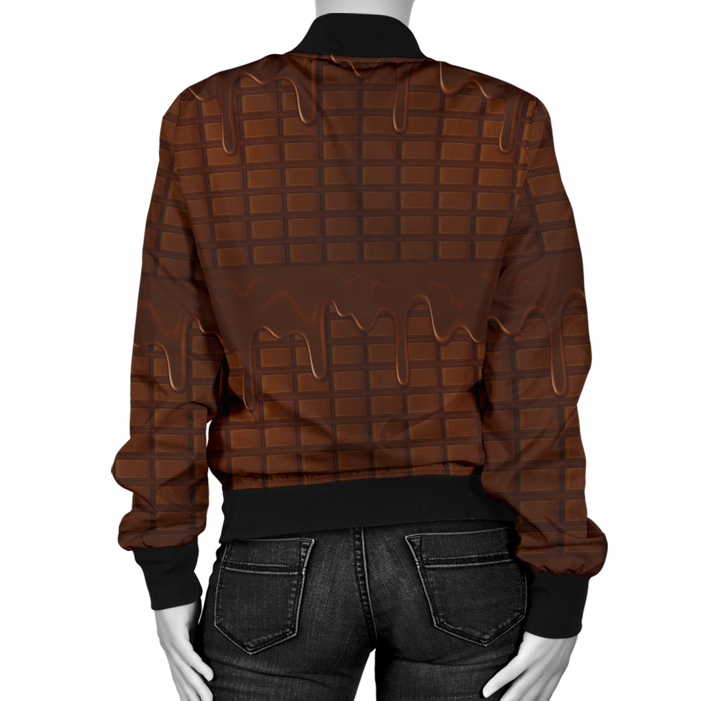 Chocolate Pattern Print Design 01 Women's Bomber Jacket