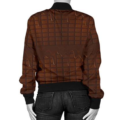 Chocolate Pattern Print Design 01 Women's Bomber Jacket