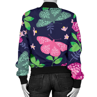 Monarch Butterfly Pattern Print Design 03 Women's Bomber Jacket