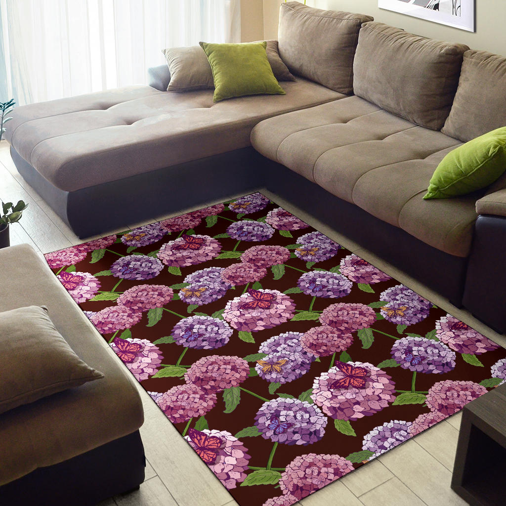 Hydrangea Pattern Print Design HD08 Area Rugs