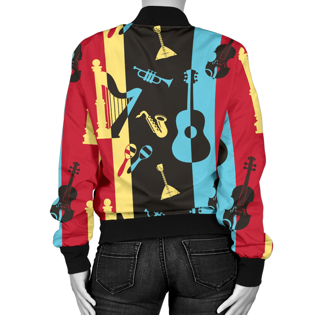 Jazz Pattern Print Design 02 Women's Bomber Jacket