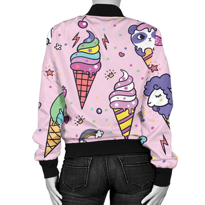 Ice Cream Pattern Print Design IC05 Women Bomber Jacket