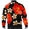 Red Hibiscus Pattern Print Design HB022 Men Bomber Jacket