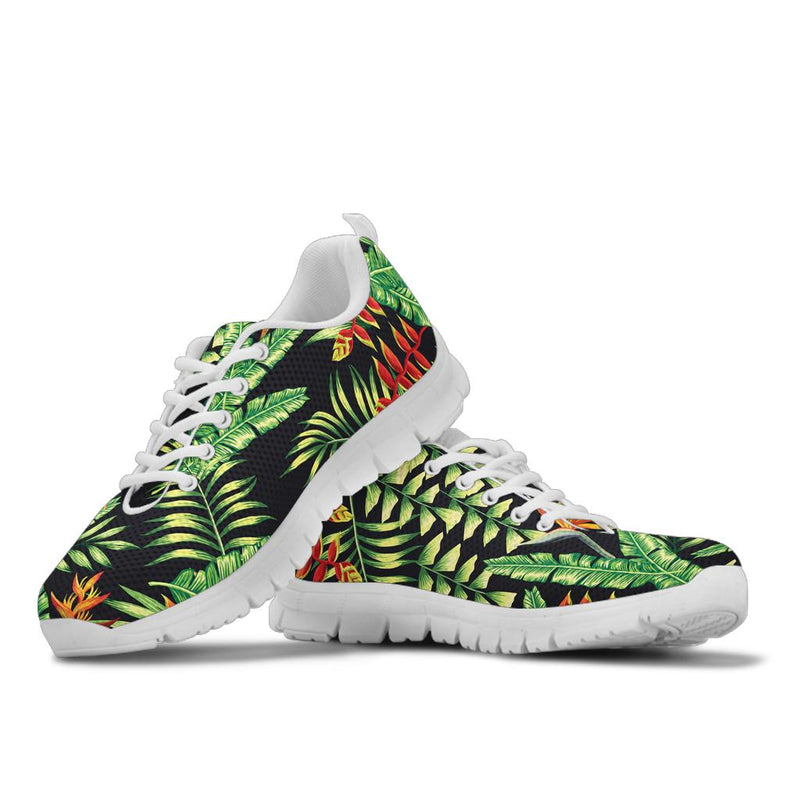 Hawaiian Flower Tropical Palm Leaves Sneakers White Bottom Shoes