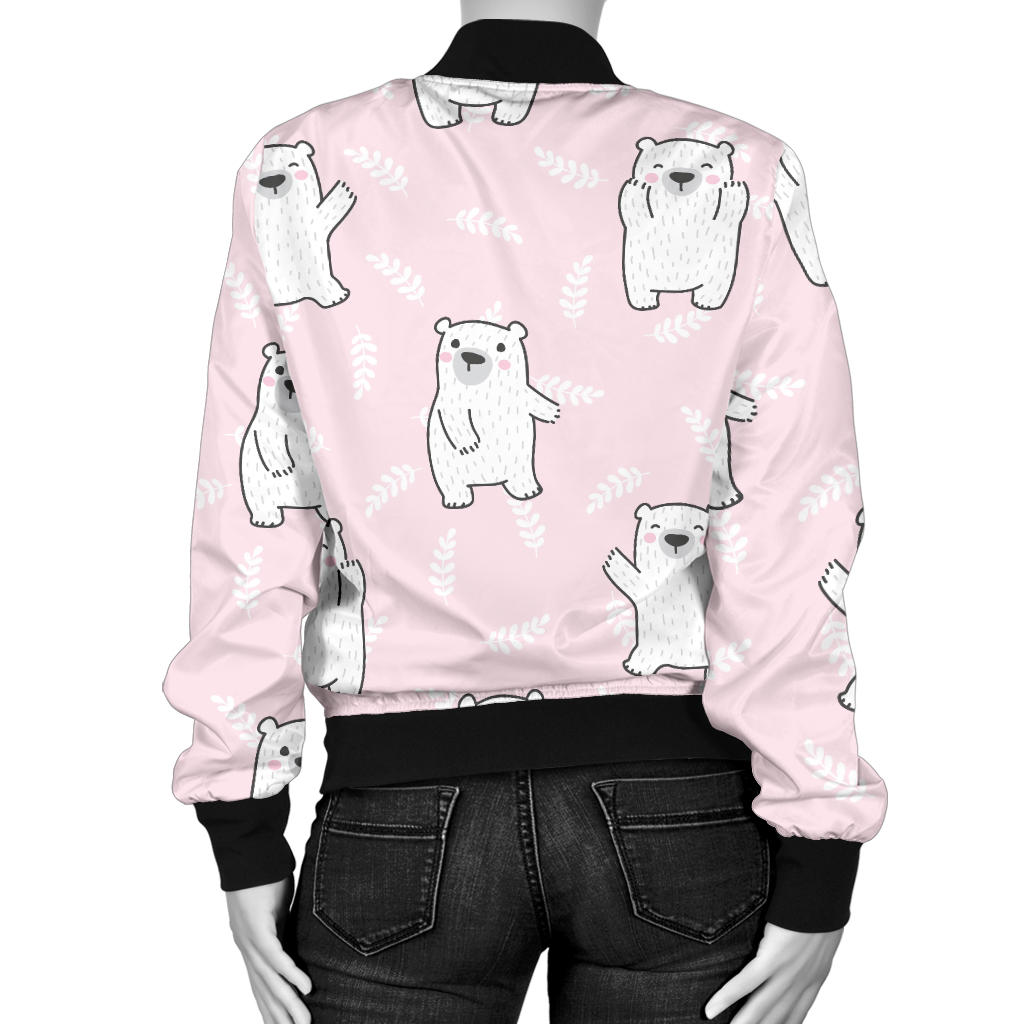 Polar Bear Pattern Print Design PB09 Women Bomber Jacket