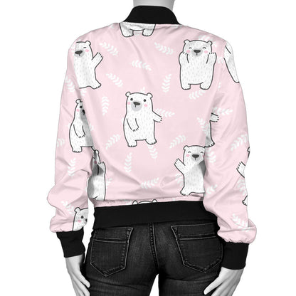 Polar Bear Pattern Print Design PB09 Women Bomber Jacket