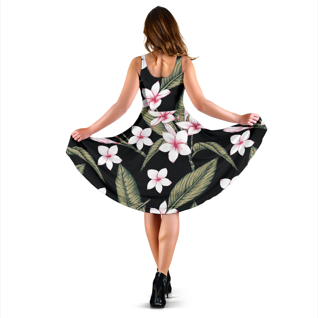 Plumeria Pattern Print Design PM021 Midi Dress