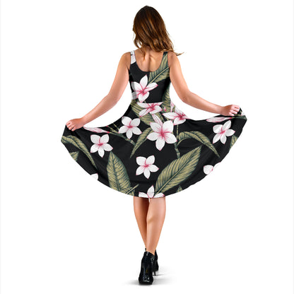 Plumeria Pattern Print Design PM021 Midi Dress