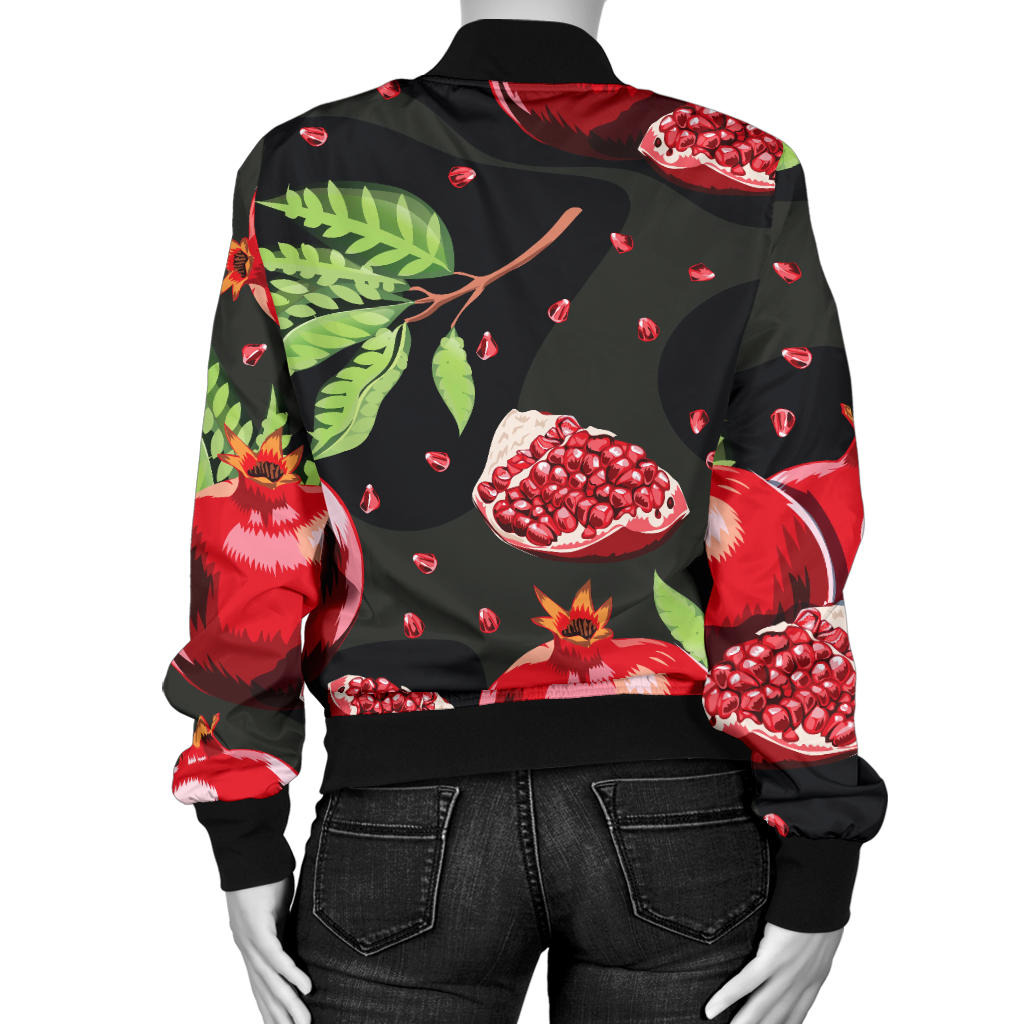 Pomegranate Pattern Print Design PG06 Women Bomber Jacket