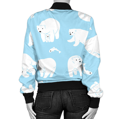 Polar Bear Pattern Print Design PB01 Women Bomber Jacket